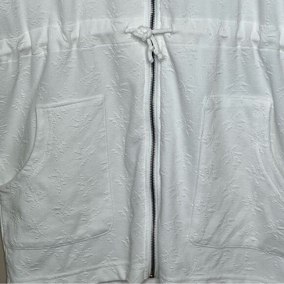 J. Valdi Palm Resort Wear White Full Zip Hooded Cinched Waist Tunic Swim Cover - Picture 8 of 16